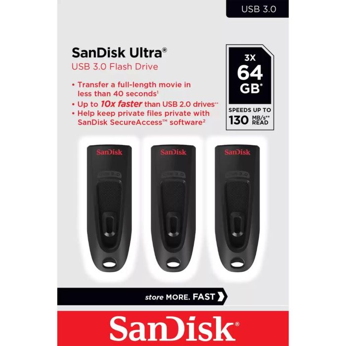 Sandisk Ultra 64GB USB 3.0 Flash Drive 130 MB/s 0 Sandisk Ultra 64GB USB 3.0 Flash Drive 130 MB/s 0