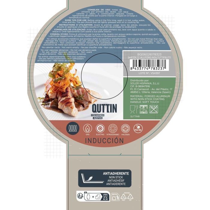 Sartén 22 cm aluminio forjado Indu Tuttifrutti Quttin Inde (6 Unidades) 7 Sartén 22 cm aluminio forjado Indu Tuttifrutti Quttin Inde (6 Unidades) 7