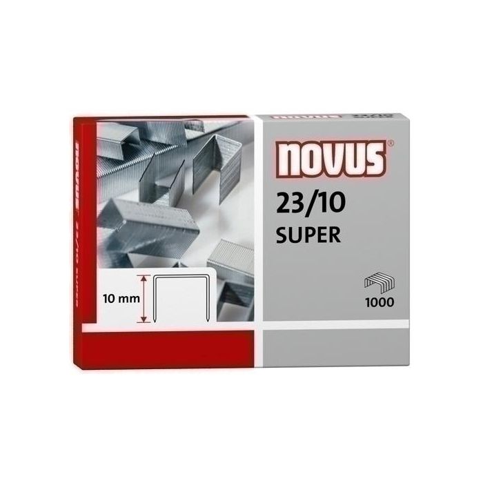 Novus Grapas 23-10 Super Para Grapadoras De Gruesos, 10 mm, Acero Alta Resistencia, Caja 1000 Ud