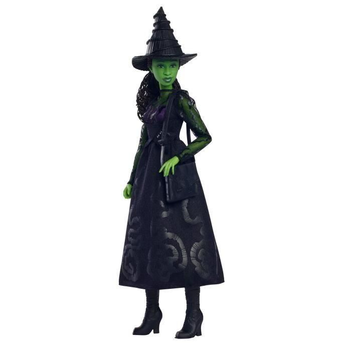 Mattel Hxt62 Muñeca de Moda Elphaba Thropp inspirada en Wicked con vestido, mangas de encaje, botas y sombrero 4