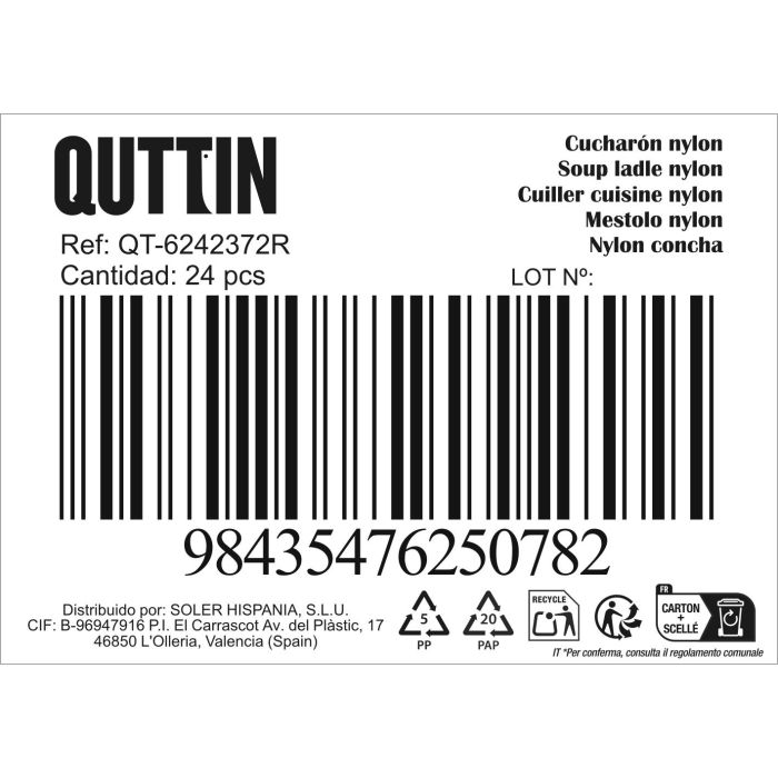 Quttin Cucharon Nylon Negro 29 cm x 8 cm 1