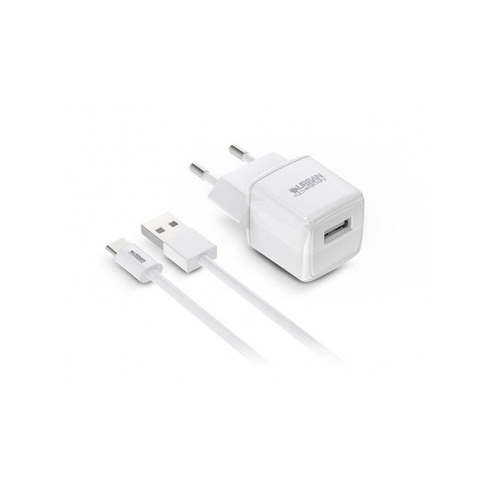 Cargador de Pared + Cable USB-C Urban Factory PSC25UF Blanco 12 W 1 Cargador de Pared + Cable USB-C Urban Factory PSC25UF Blanco 12 W 1