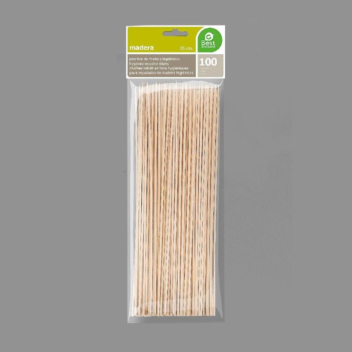 Best Products Pinchos de Madera Higiénicos 250 x 2 mm - Blister 100 Unidades 1