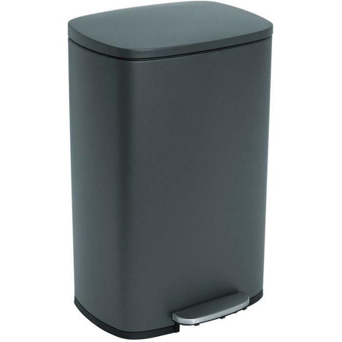 Papelera de cocina con pedal - ADMIRAL - KITCHEN MOVE - 50L - Diseño - Gris mate en acero inoxidable Papelera de cocina con pedal - ADMIRAL - KITCHEN MOVE - 50L - Diseño - Gris mate en acero inoxidable
