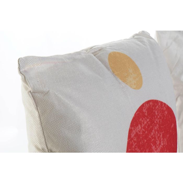 DKD Home Decor Cojín Scandi 45x45x10 cm de Poliéster Naranja y Amarillo con Lunares. Set de 4 Unidades con Cremallera, Lavado en Seco. 1