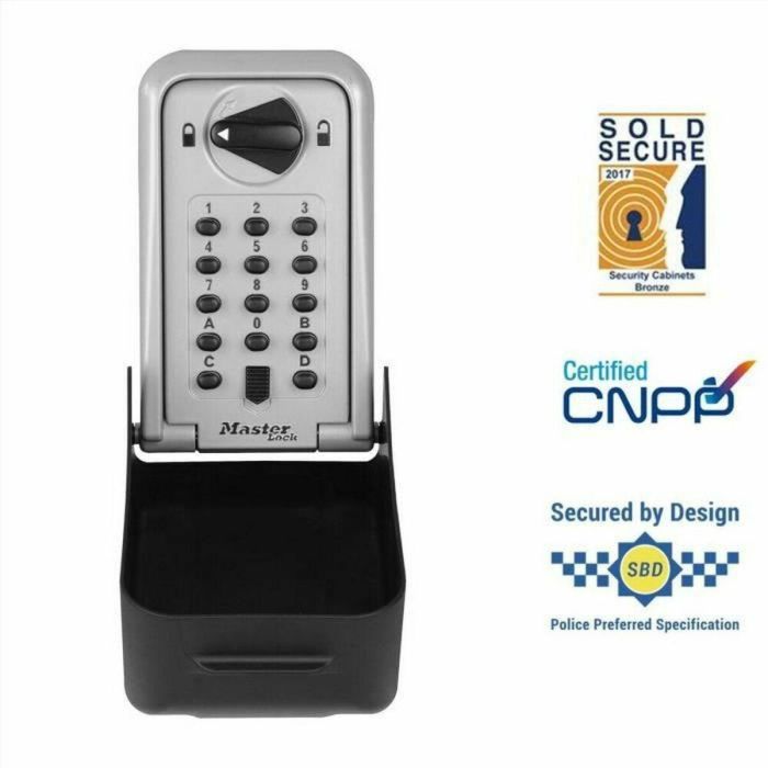 Master Lock Caja fuerte de llaves segura XL - Certificada CNPP, Combinación Programable, Construcción Zinc, Resistencia Intemperie, Ideal Airbnb - Gris/Negro 1 Master Lock Caja fuerte de llaves segura XL - Certificada CNPP, Combinación Programable, Construcción Zinc, Resistencia Intemperie, Ideal Airbnb - Gris/Negro 1