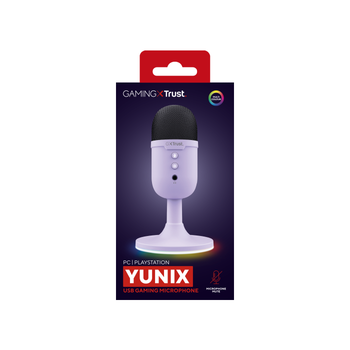 Trust GXT 234P Yunix Micrófono de superficie USB Púrpura para Mesa Gaming Streaming 6