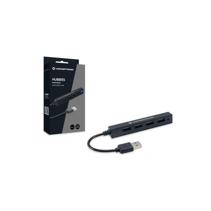 Conceptronic Hub USB 2.0 4 Puertos 480 Mbit/s Negro 1