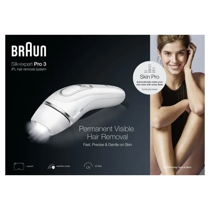 Braun Epilierer Silk-expert Pro 3 PL3020 IPL Luz Pulsada Intensa Plata Blanco 5