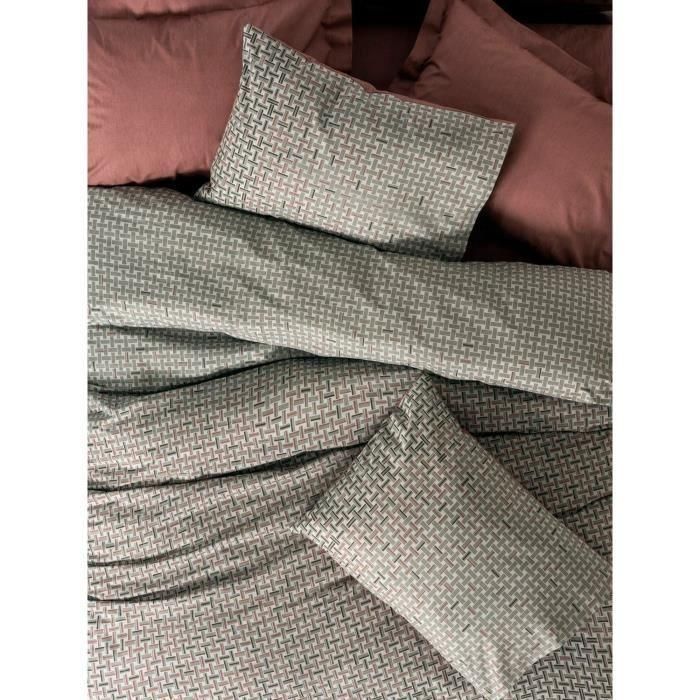 Juego de cama - 1 funda nórdica 220x240 cm + 2 fundas de almohada 60x60 cm - 100% algodón - Rojo 3 Juego de cama - 1 funda nórdica 220x240 cm + 2 fundas de almohada 60x60 cm - 100% algodón - Rojo 3
