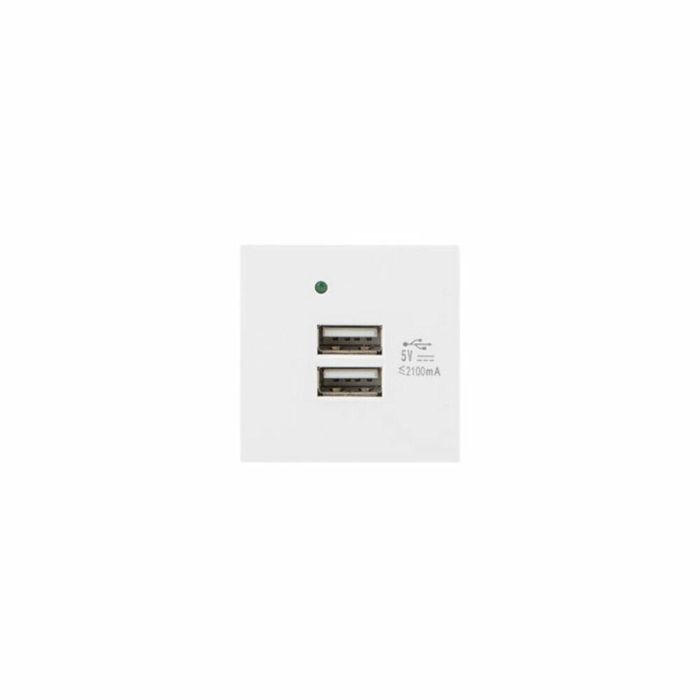 Lanberg AC-4545-2XUSB2.1-W Toma de Corriente 2x USB 2.1A Blanco 45x45mm 0 Lanberg AC-4545-2XUSB2.1-W Toma de Corriente 2x USB 2.1A Blanco 45x45mm 0