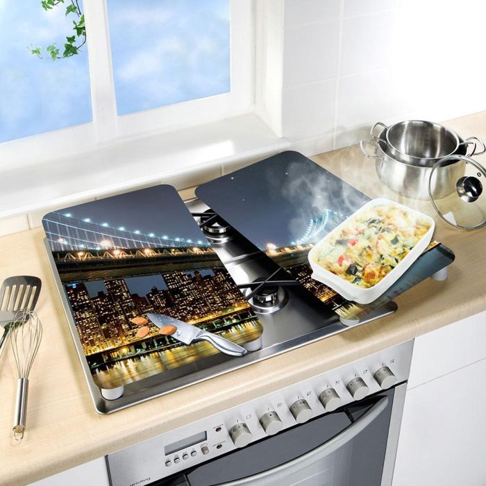 Wenko 2521320100 Placas Cobertoras de Vidrio Brooklyn Bridge, 2 Unidades, 30x52 cm, Vidrio Templado 4