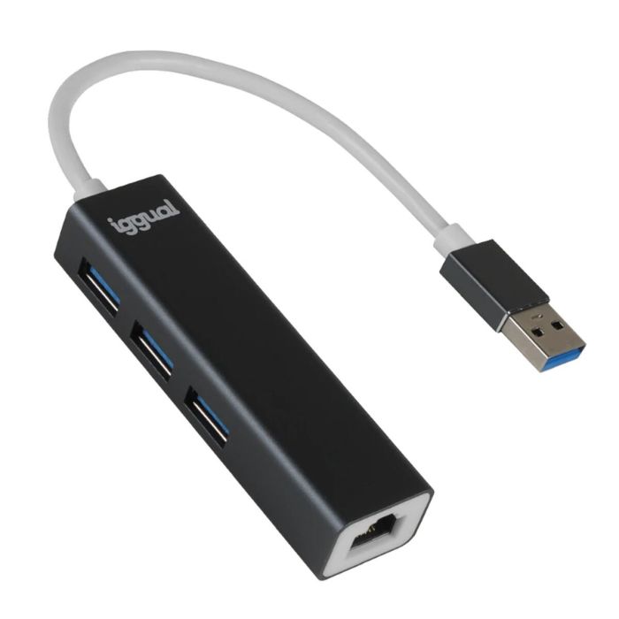 Hub USB iggual IGG319260 Negro Gris