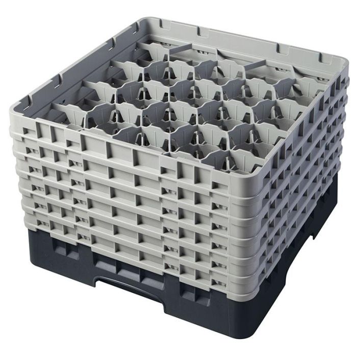 CAMBRO - 20S1114-110 - Cesta de lavado 20 comp. 6 alturas - 9,84 cm Ø máx. - alt. máx. 29,9 cm - 50 x 50 x 34,9 cm - Negro