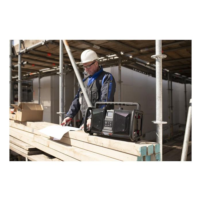 PerfectPro ROCKBULL Radio Portátil 50W, DAB+/FM, Bluetooth, Resistente IP65 a Polvo/Agua/Golpes, Batería 12000mAh 16h, Negro