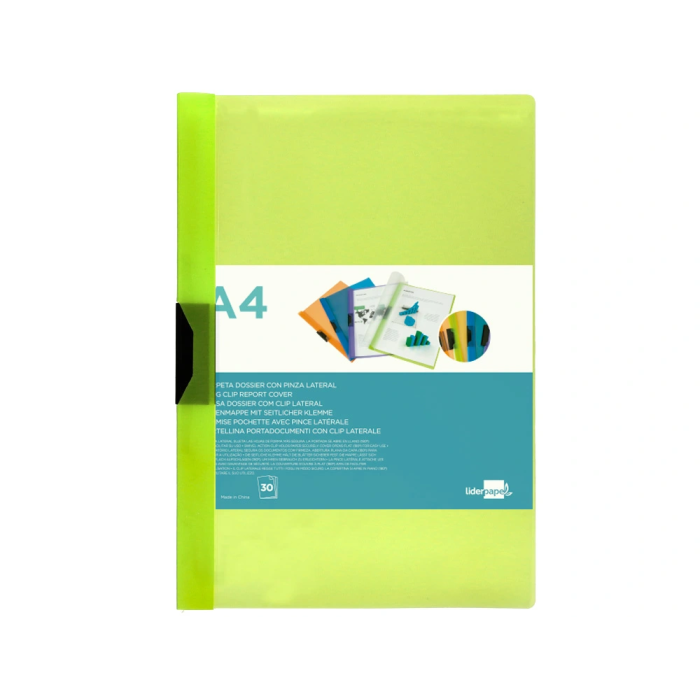 Liderpapel 45303 Carpeta Dossier con Pinza Lateral, Polipropileno, DIN A4, Verde, para 30 Hojas 1
