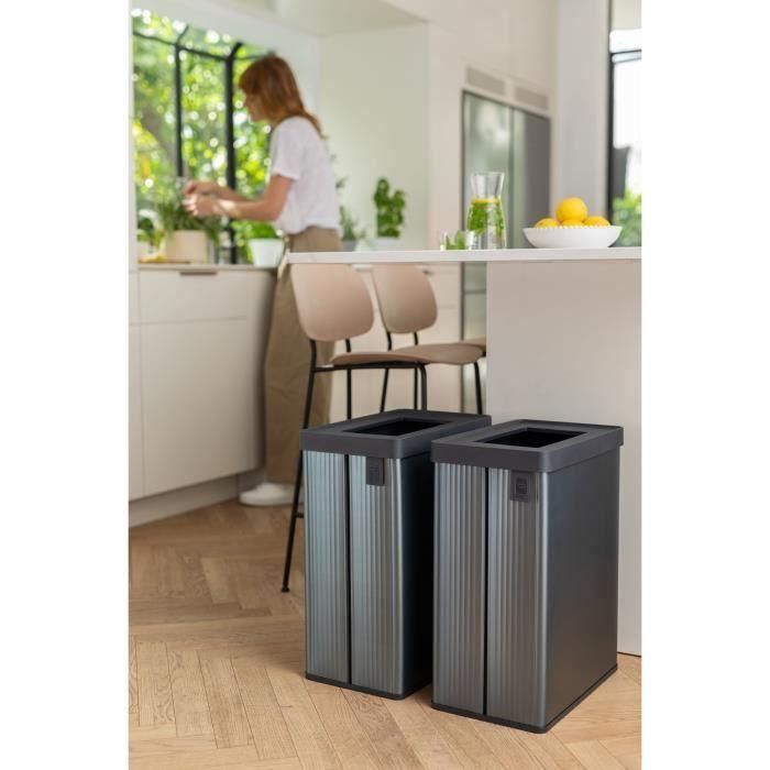Papelera de reciclaje - VERTO - CURVER - 54 L - Gris perla 3 Papelera de reciclaje - VERTO - CURVER - 54 L - Gris perla 3