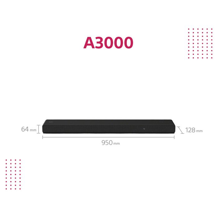 Sony HT-A3000 Soundbar Negro 3.1 Canales 250W Dolby Atmos DTS:X Chromecast Integrado Wifi Bluetooth 2