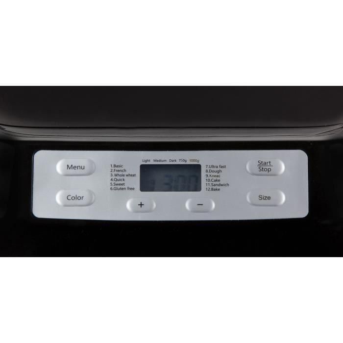 DOMO - Panificadora automática - B3974 - 12 programas - Temporizador programable hasta 13 horas - Negro 4 DOMO - Panificadora automática - B3974 - 12 programas - Temporizador programable hasta 13 horas - Negro 4