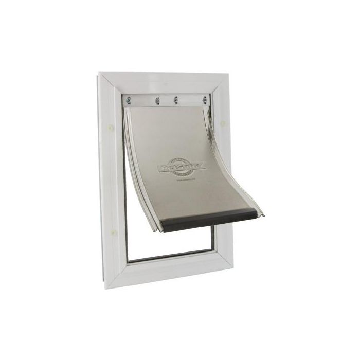 Petsafe Staywell Puerta Abatible para Perros y Gatos, Mediana de Aluminio, con Cierre Seguridad, 400x278 mm para Madera/PVC/Metal