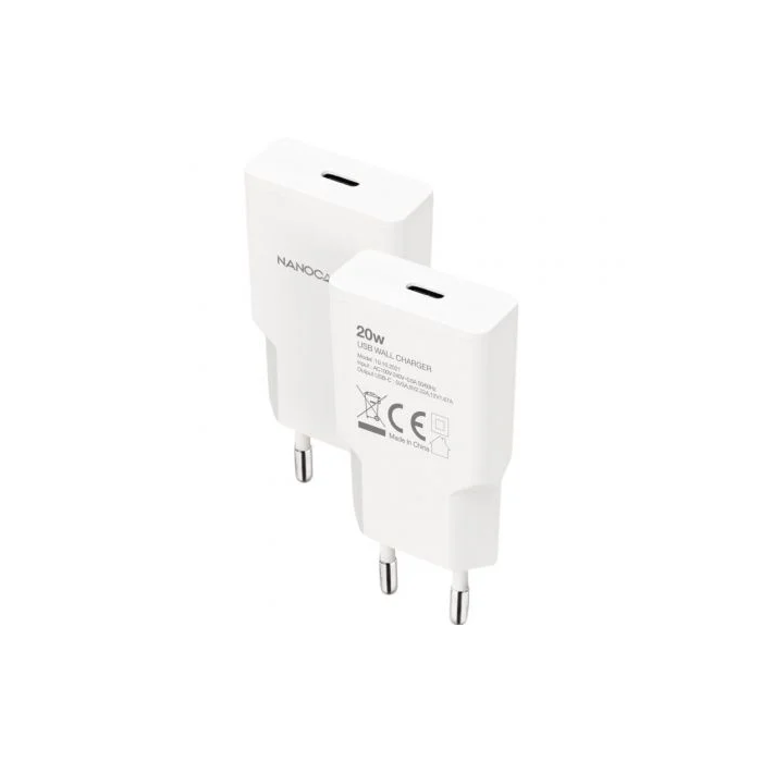 Cargador de Pared NANOCABLE 10.10.2021 Blanco 20 W 1 Cargador de Pared NANOCABLE 10.10.2021 Blanco 20 W 1