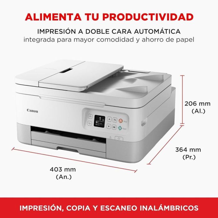Canon PIXMA TS7451i Impresora Multifunción Inyección Tinta A4 Wifi 4800x1200 DPI Dúplex Automático Blanco 1 Canon PIXMA TS7451i Impresora Multifunción Inyección Tinta A4 Wifi 4800x1200 DPI Dúplex Automático Blanco 1