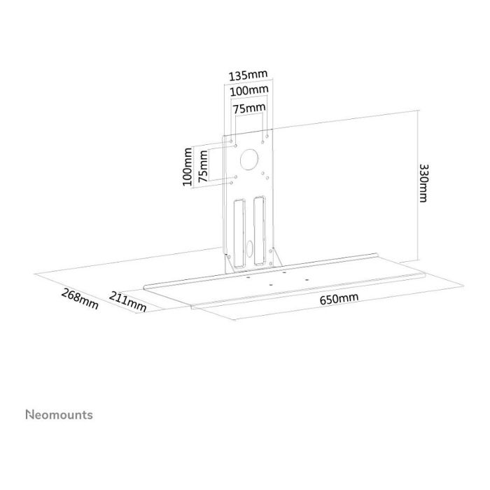 Neomounts Soporte VESA para Teclado y Ratón KEYB-V200BLACK, Negro, Acero, Carga 2kg, Soporte Universal para Teclado y Ratón