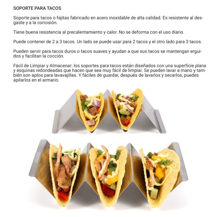 Soporte Para 3 Tacos My Bar - Inde (24 Unidades) 8 Soporte Para 3 Tacos My Bar - Inde (24 Unidades) 8
