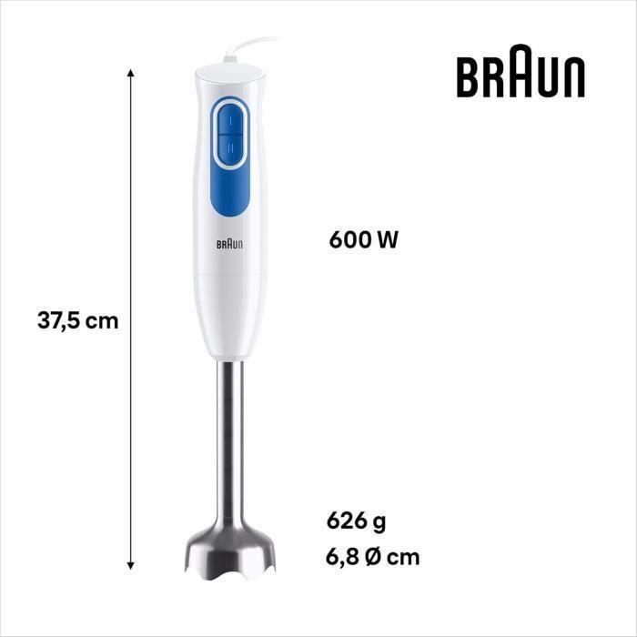 Batidora de mano BRAUN MQ20.236M - Motor 600 W - 2 velocidades - Sistema EasyTwist 4 Batidora de mano BRAUN MQ20.236M - Motor 600 W - 2 velocidades - Sistema EasyTwist 4
