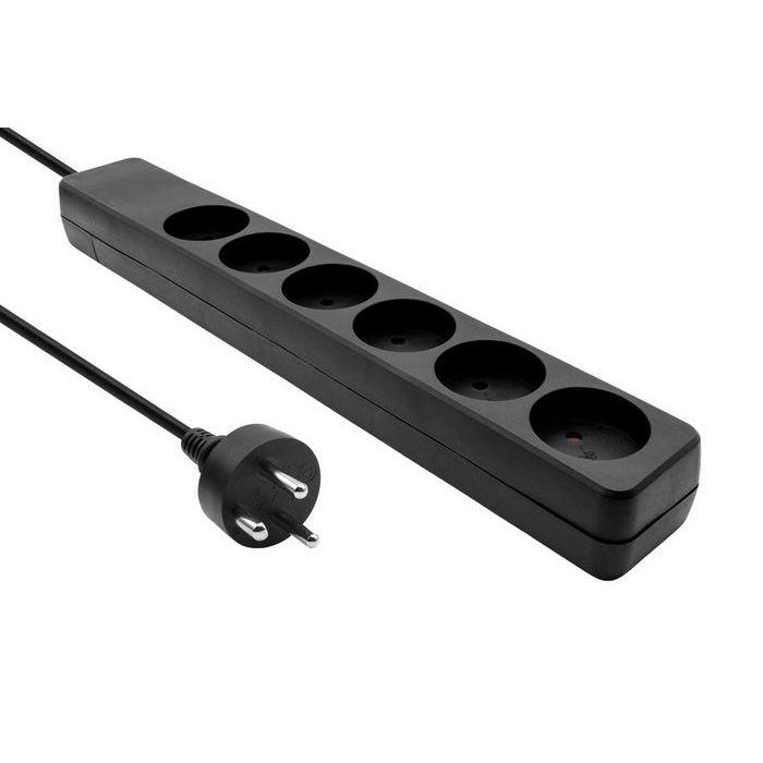 MicroConnect Danish Power Strip 6-way Black 2m cable MicroConnect Danish Power Strip 6-way Black 2m cable