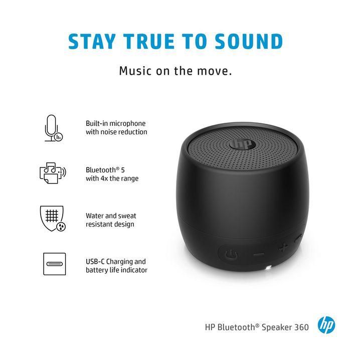 HP Black Bluetooth Speaker 360 5 HP Black Bluetooth Speaker 360 5