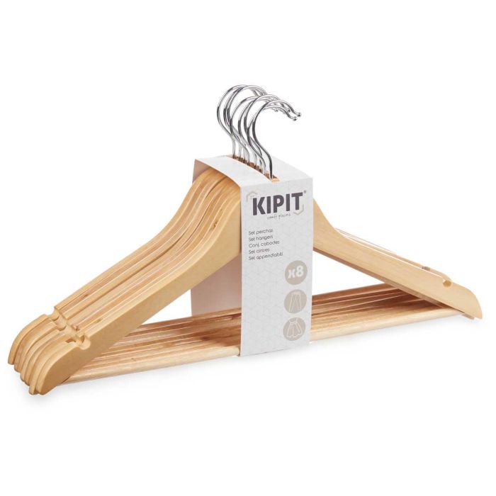 Set 8 Perchas Madera Natural Kipit 43X23CM (8 Unidades) 2 Set 8 Perchas Madera Natural Kipit 43X23CM (8 Unidades) 2