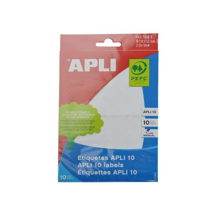 Etiquetas Adh.Manuales Bolsa Apli Blancas 10H C.Romos 81X110 Mm 20 Uds.(01661) 10 unidades