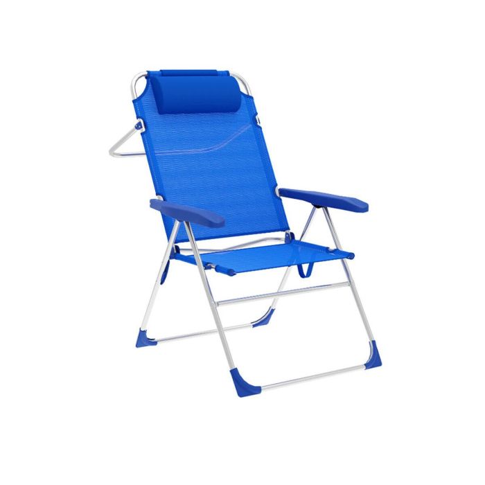 Marbueno Silla Plegable 5 Posiciones Aluminio con Cojin Azul Playa y Piscina 67X66X99 cm 10247 0 Marbueno Silla Plegable 5 Posiciones Aluminio con Cojin Azul Playa y Piscina 67X66X99 cm 10247 0