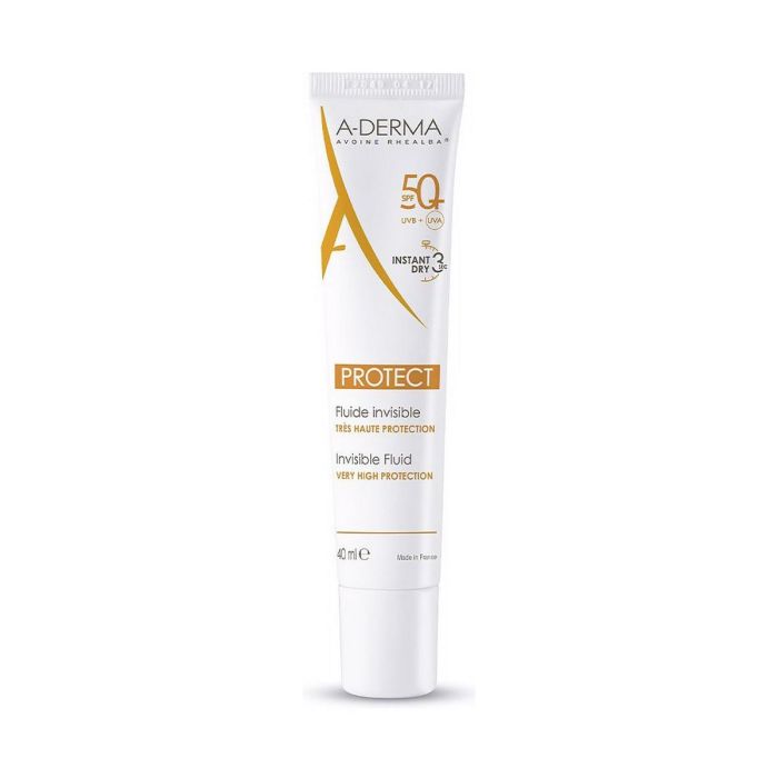 A-Derma PROTECT Fluido Solar Facial Invisible SPF50+ 40 ml para Piel Sensible y Mixta Grasa