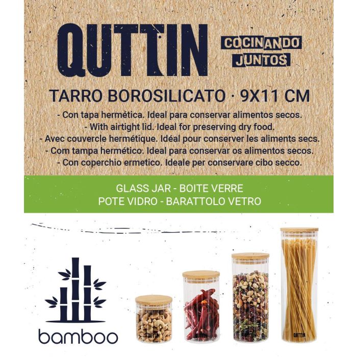 Quttin Tarro Boro Ottico Bamboo, 9x9x11.5 cm, 500 ml (12 Unidades) 1 Quttin Tarro Boro Ottico Bamboo, 9x9x11.5 cm, 500 ml (12 Unidades) 1