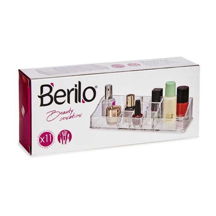 Berilo Organizador 11 Huecos Grandes Laterales Plástico Transparente 22.7 x 4.7 x 9 cm (Set de 12) 2