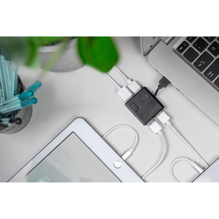 Digitus DN-30200-1 Hub USB 2.0 de 4 puertos, alta velocidad 480 Mbit/s, con cable integrado, color negro 7