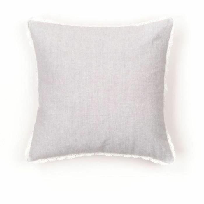 Cojín - HOY - CHARME - Chambray x Dentelle Capucine - 40 x 40 cm 1 Cojín - HOY - CHARME - Chambray x Dentelle Capucine - 40 x 40 cm 1