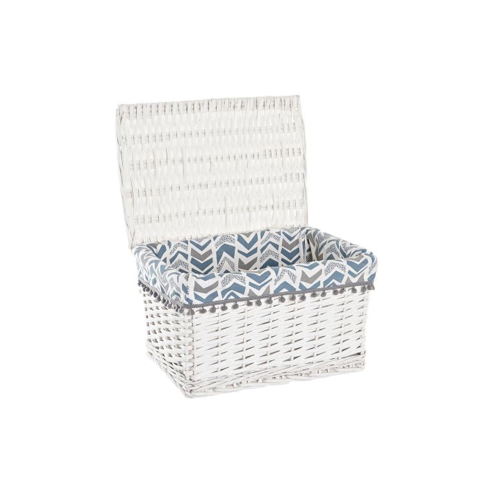 DKD Home Decor Cesta de Mimbre y Poliéster Blanco y Azul, Set de 2, Ancho 45 cm, Largo 35 cm, Alto 30 cm, Peso 1 kg 1 DKD Home Decor Cesta de Mimbre y Poliéster Blanco y Azul, Set de 2, Ancho 45 cm, Largo 35 cm, Alto 30 cm, Peso 1 kg 1