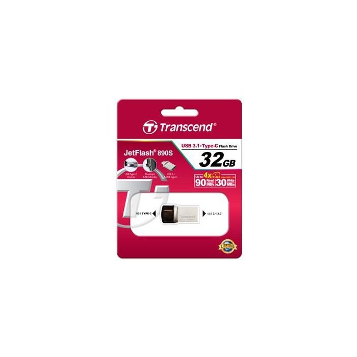 STICK 32GB Transcend JetFlash 890 USB3.1 Typ-C/A 1 STICK 32GB Transcend JetFlash 890 USB3.1 Typ-C/A 1