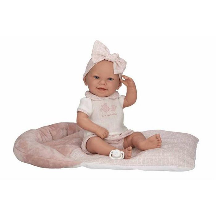 Muñecas Arias Muñeca Zoe Elegance 42 cm Rosa, Cuerpo de Vinilo, con Cojín para Niñas +3 años