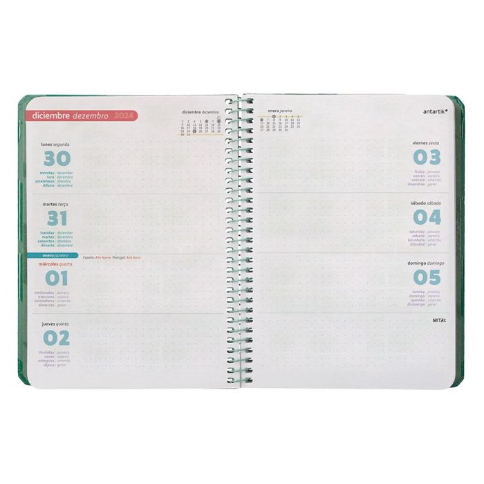 Agenda Espiral Antartik Pattern A6+ 2025 Semana Vista Color Verde Papel 80 gr 8