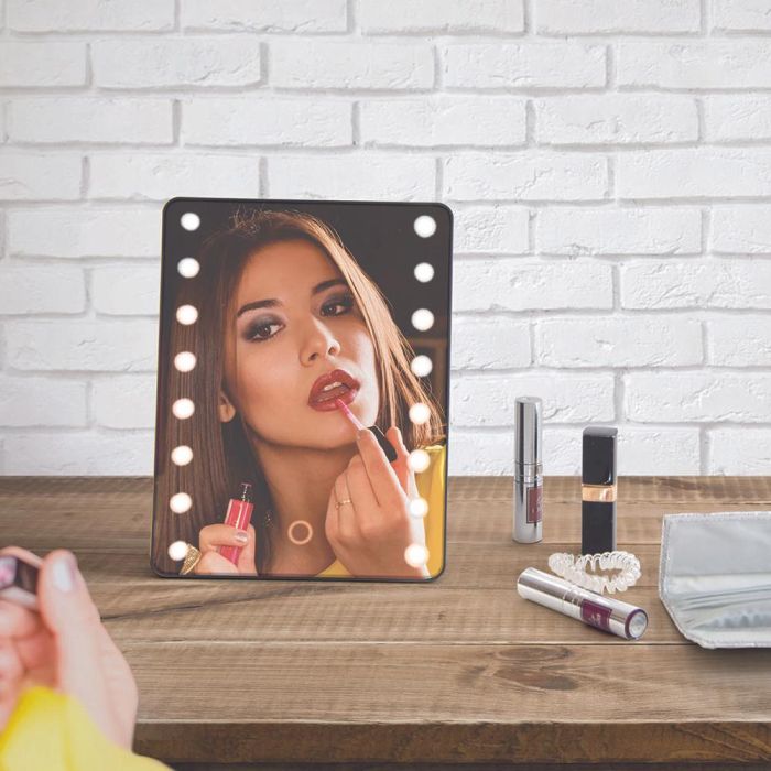 Cosmetic Club Espejo de Maquillaje Led Táctil con Caballete Giratorio y 16 LEDs, 16.8x14xh.21.8 cm 4