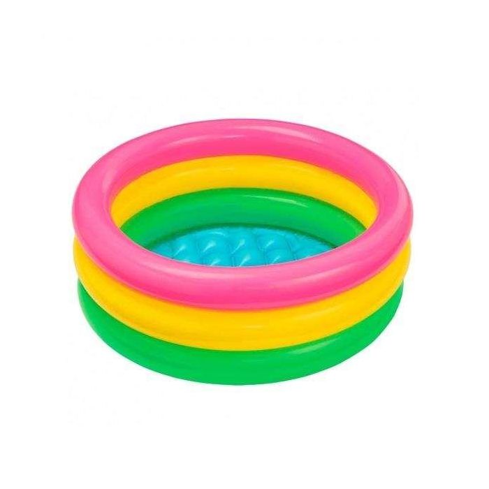 Piscina hinchable 3 aros colores con suelo hinchable (capacidad 28 litros) (1/3 años)61x22 cm - modelos surtidos