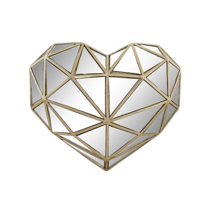DKD Home Decor Decoración de Pared Corazón Dorado Resina y Cristal 26 x 5 x 21 cm 1