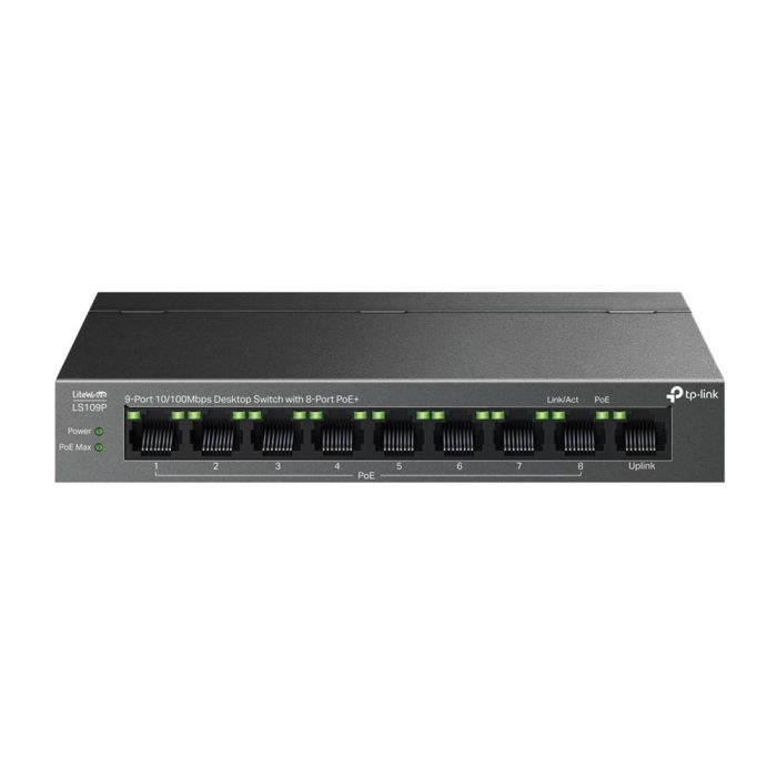 TP-Link LiteWave LS109P switch No administrado Fast Ethernet (10/100) Energía sobre Ethernet (PoE) Negro TP-Link LiteWave LS109P switch No administrado Fast Ethernet (10/100) Energía sobre Ethernet (PoE) Negro