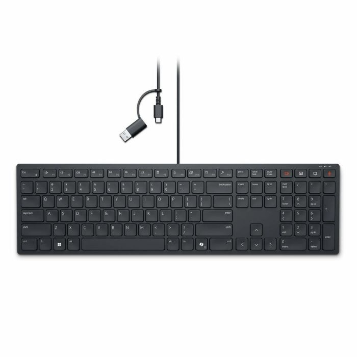 Dell KB525C Teclado con Tecnología de Émbolo, QWERTY Español, USB/USB-C, Teclado Numérico, 15 Teclas de Acceso Directo Programables, Resistente a Salpicaduras