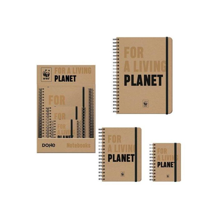 Bloc Dohe Wire-O For A Living Planet Tapa Dura 96H 80Gr. Liso Surtido Expositor De 12 (4X A4, 4X A5, 4X A6)