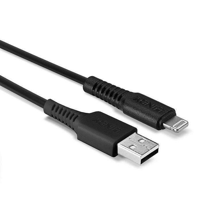 Lindy 0.5m USB to Lightning Cable, Black 2 Lindy 0.5m USB to Lightning Cable, Black 2